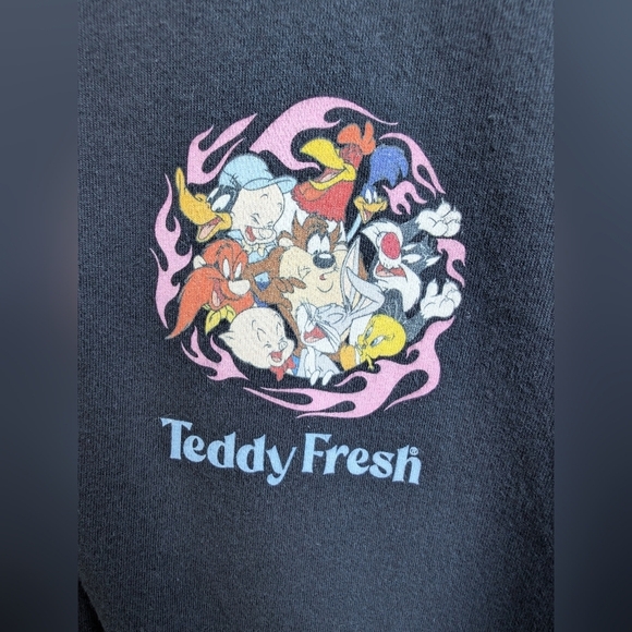 Teddy Fresh X Looney Tunes Black Long Sleeve Graphic T-Shirt Adult Size Medium - Picture 2 of 6